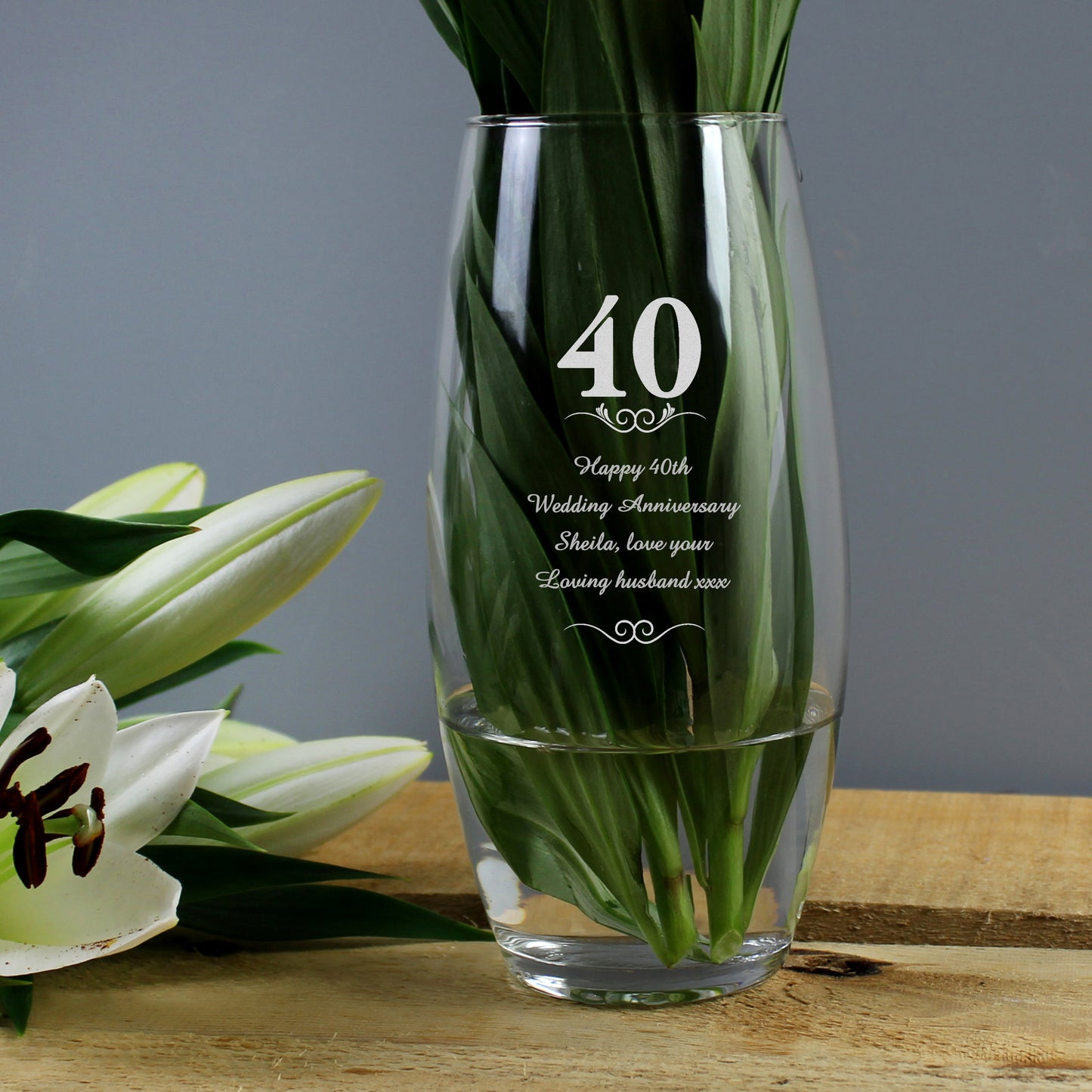 Ruby 40th Anniversary Gift - Personalised 40 Years Bullet Vase