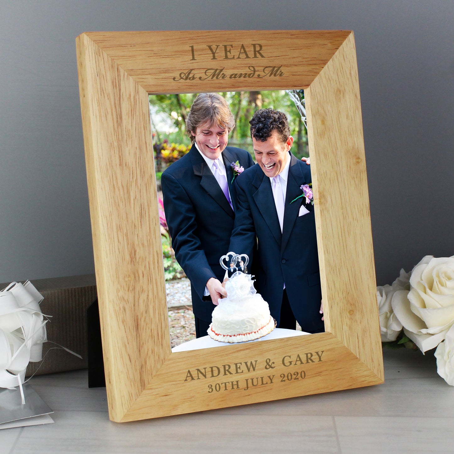 Anniversary Gift - Personalised 5x7 Wooden Photo Frame