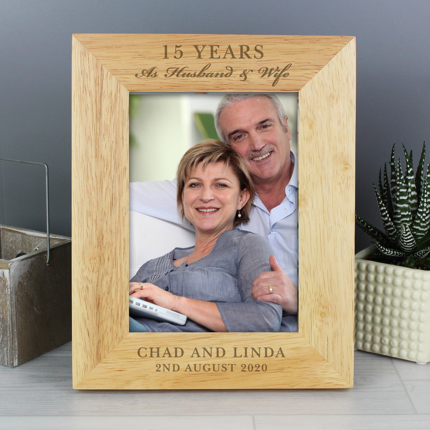 Anniversary Gift - Personalised 5x7 Wooden Photo Frame
