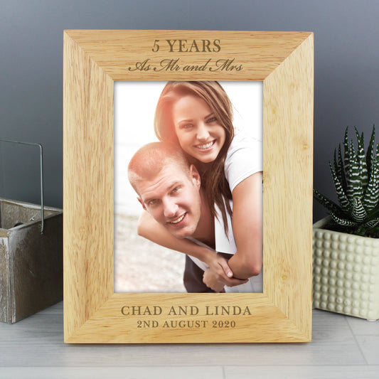 Anniversary - Personalised 5x7 Wooden Photo Frame