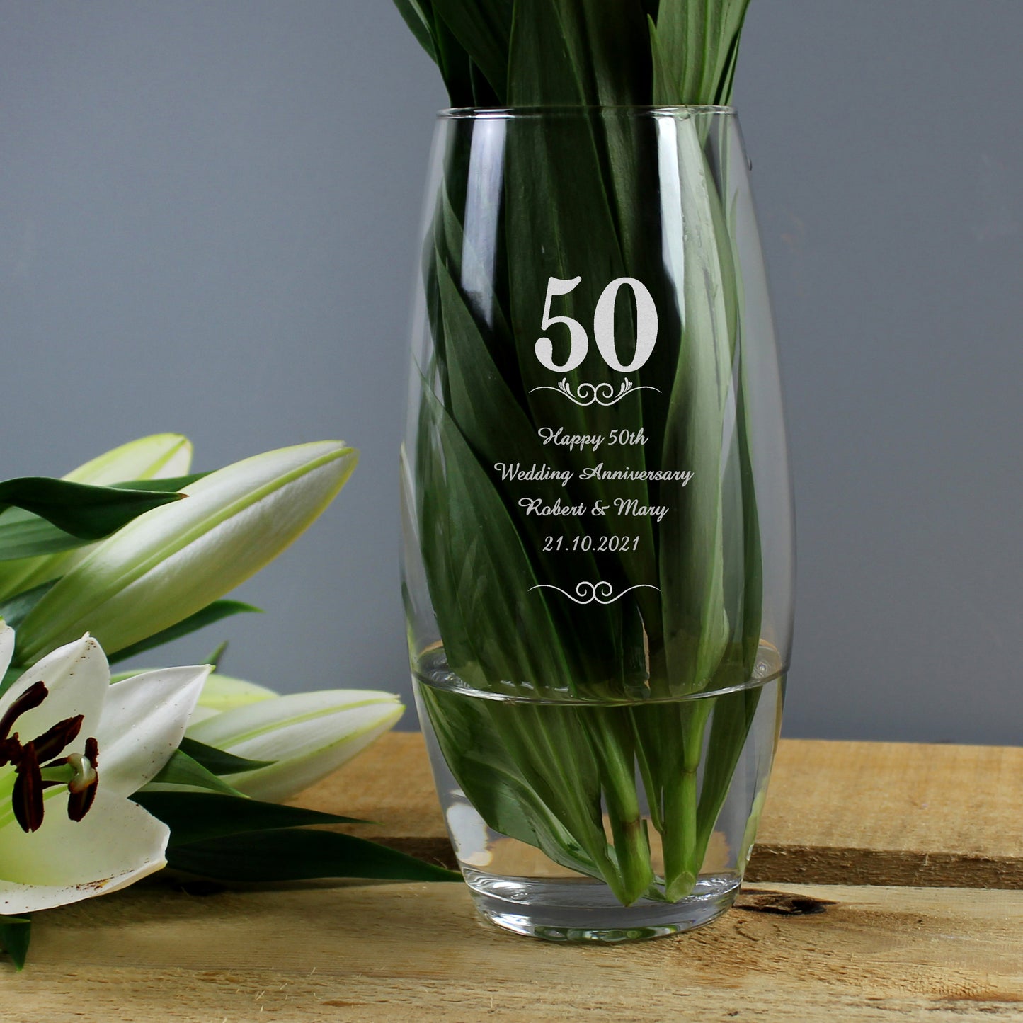 Golden 50th Anniversary Gift - Personalised 50 Years Bullet Vase