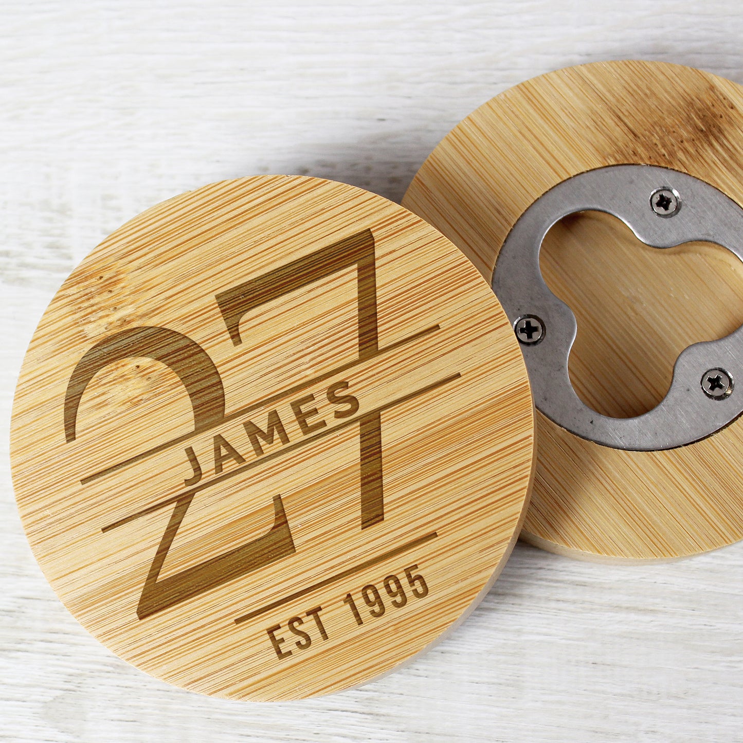 Personalised Bamboo Bottle Opener & Coaster