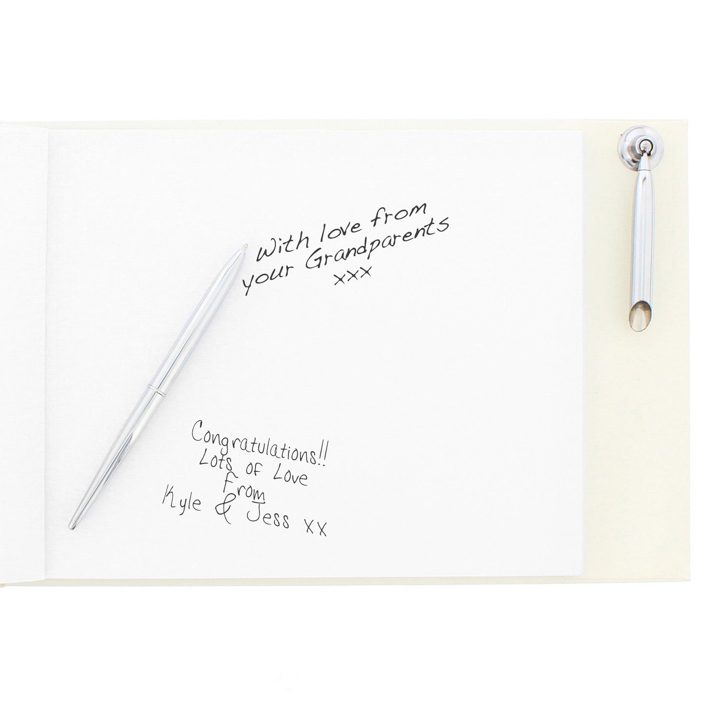 Silver 25th Anniversary Gift - Personalised Hardback Guest Book & Pen