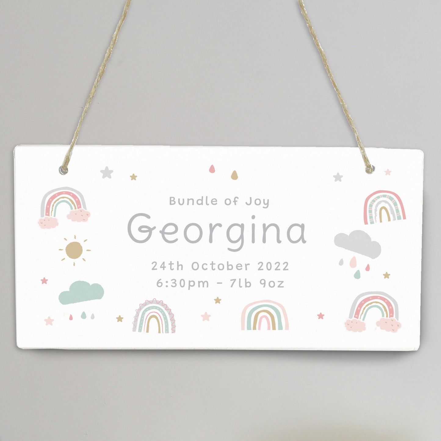 Personalised Rainbow Wooden Sign