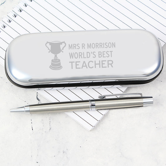 Personalised Teacher Trophy Pen & Box Set