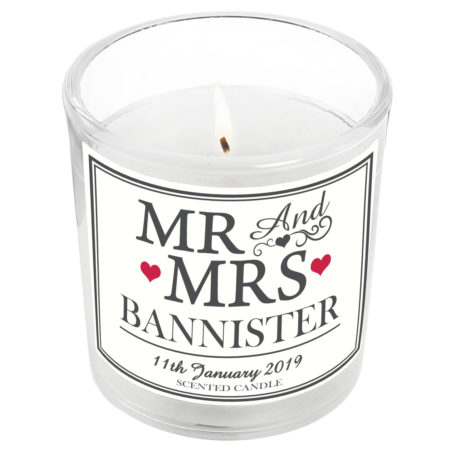 Personalised Mr & Mrs Scented Jar Candle