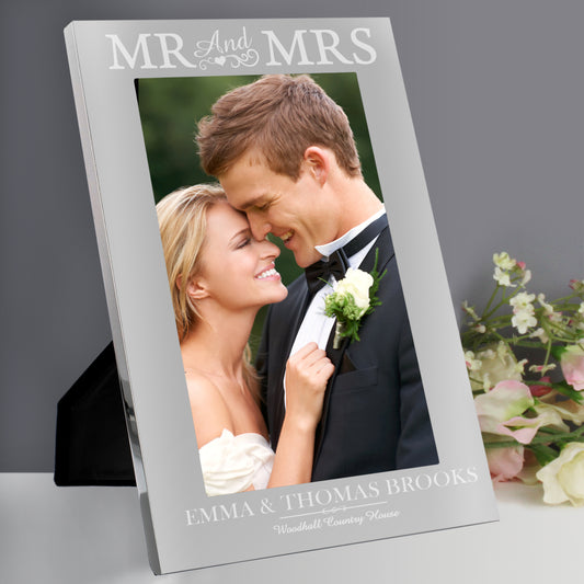 Personalised - Mr & Mrs 5x7 Silver Photo Frame