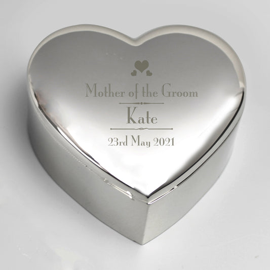 Personalised - Decorative Wedding Mother of the Groom Heart Trinket Box