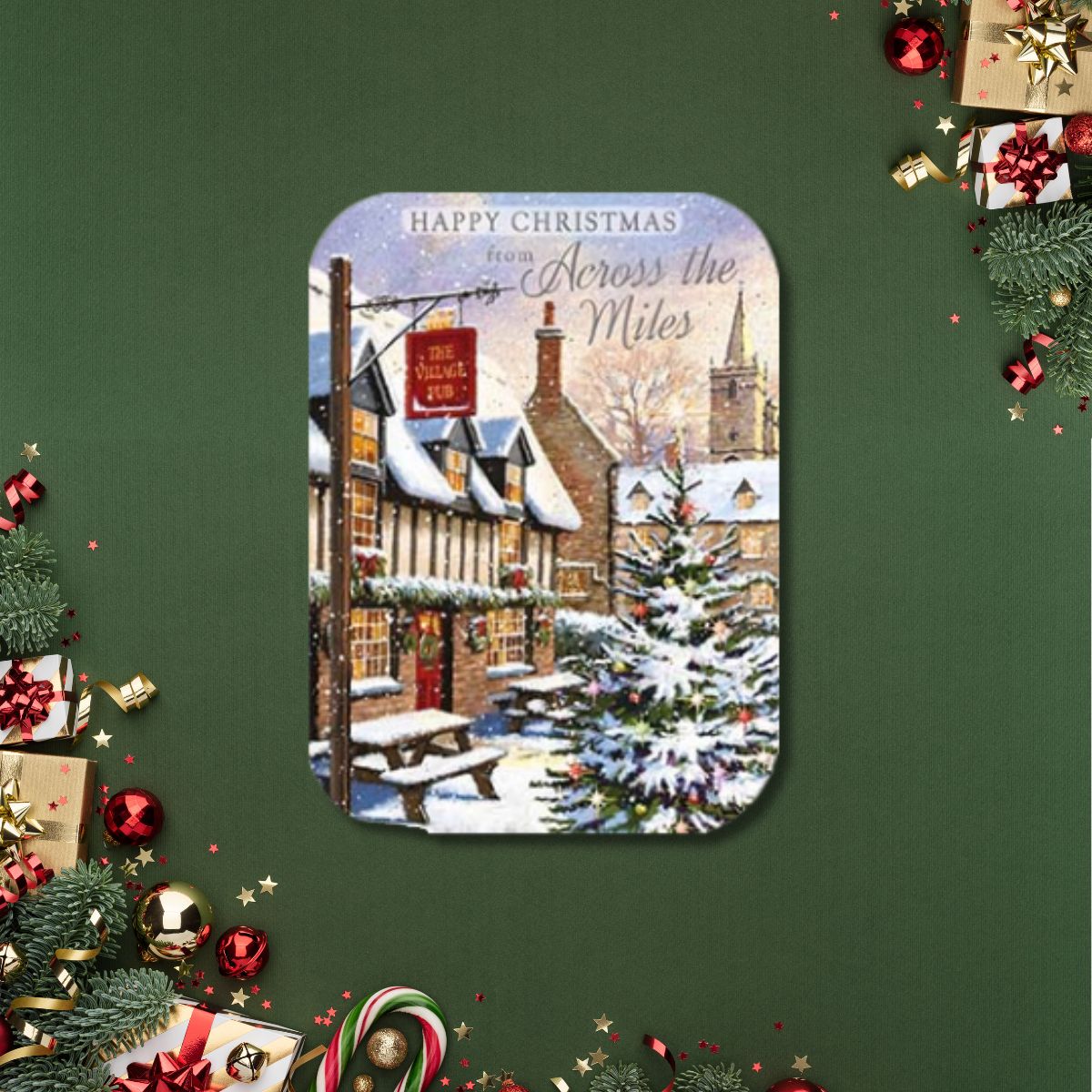 Across The Miles Christmas Card - Village Pub