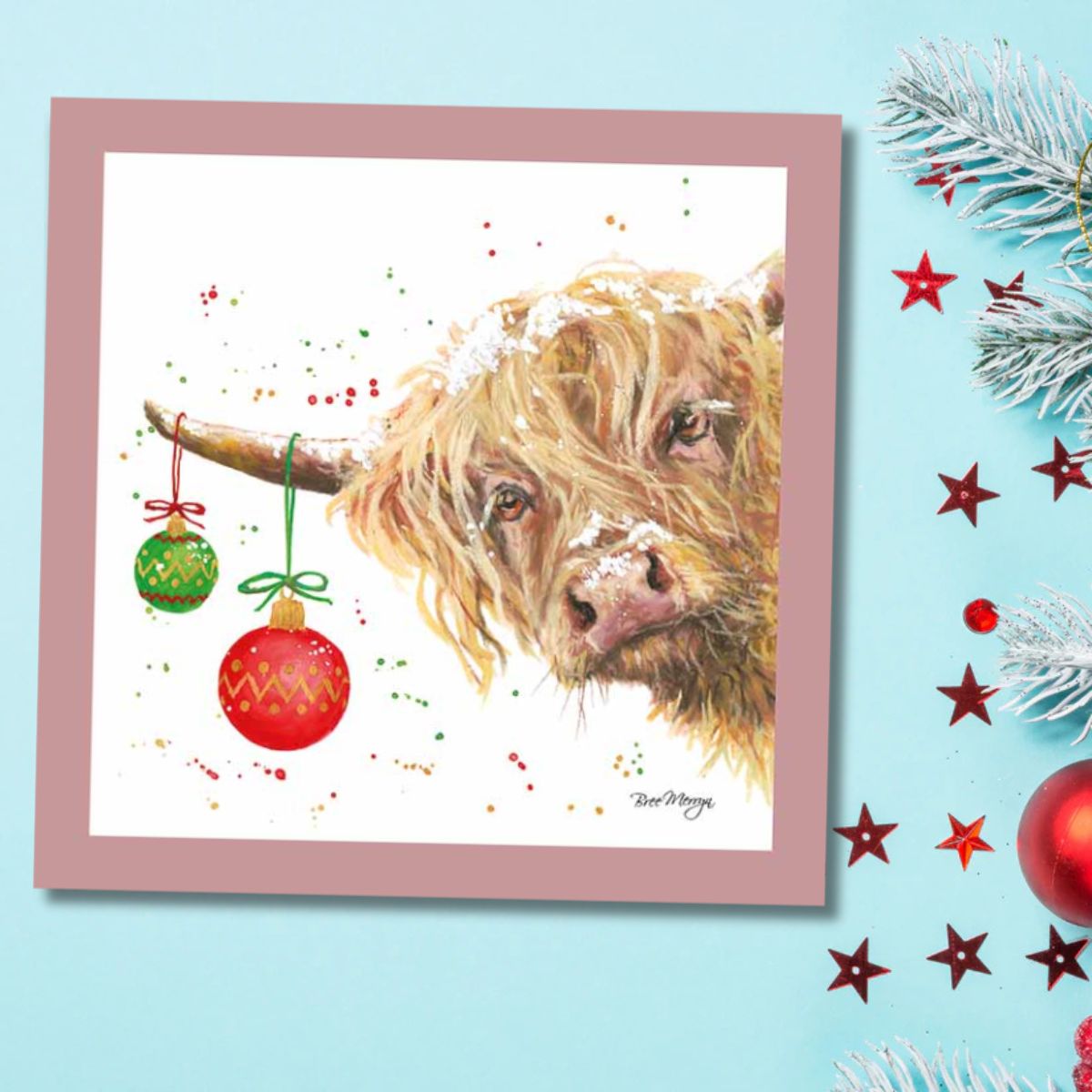 Open Christmas Card - Bree Merryn Brodie Highland Cow