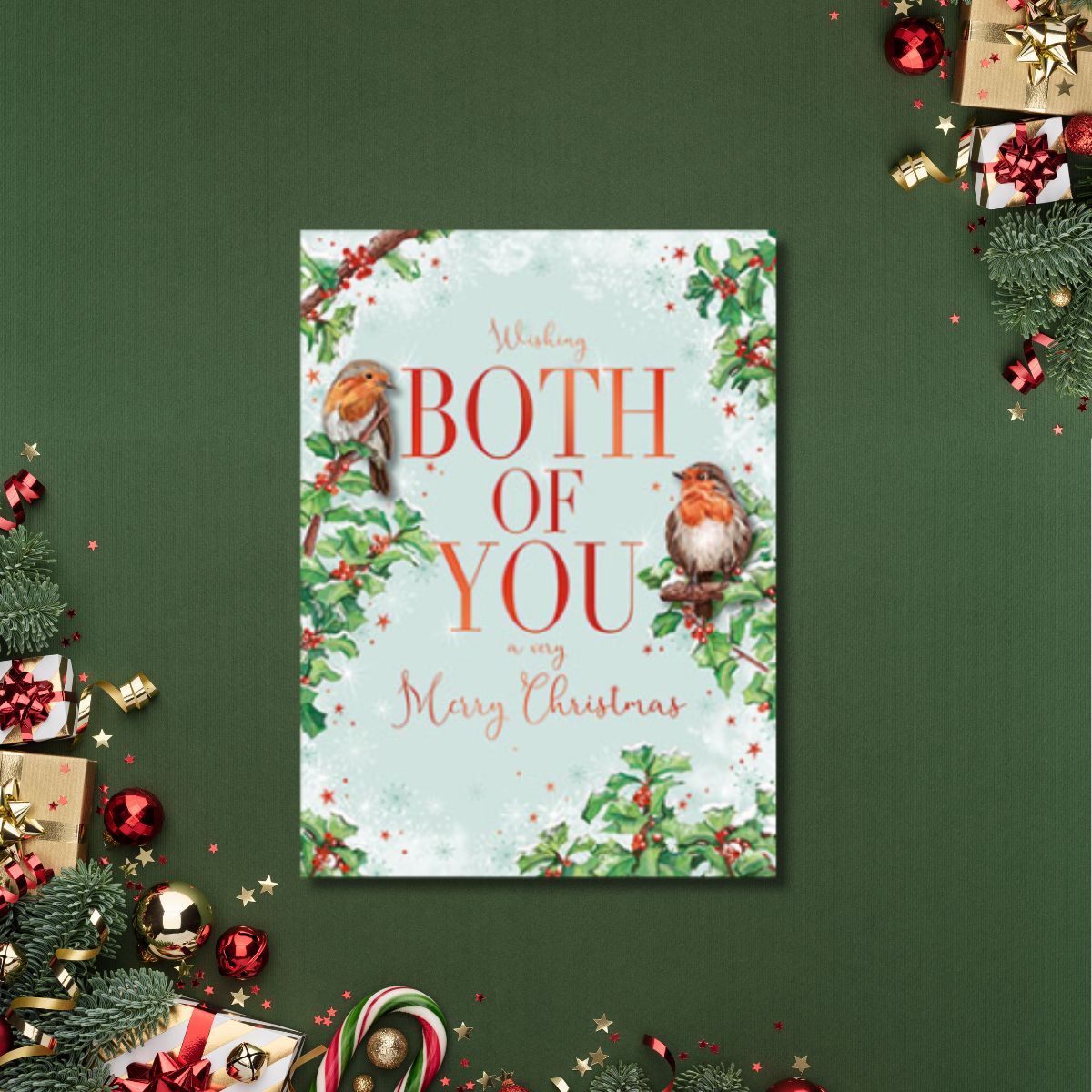 Both Of You Christmas Card - Red Robins