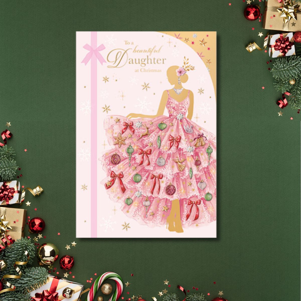 Daughter Christmas Card - Festive Dress