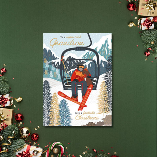 Grandson Christmas Card - Ski Lift
