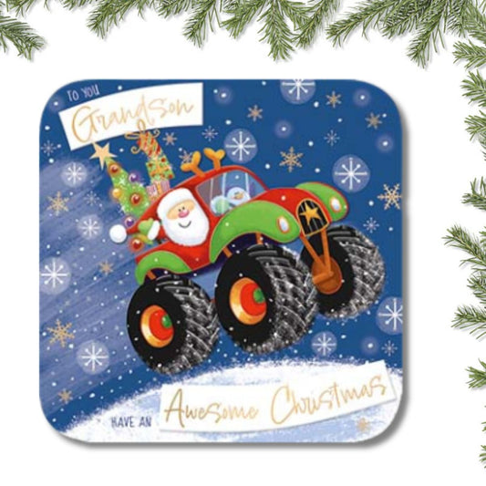 Grandson Christmas Card - Santa Truck