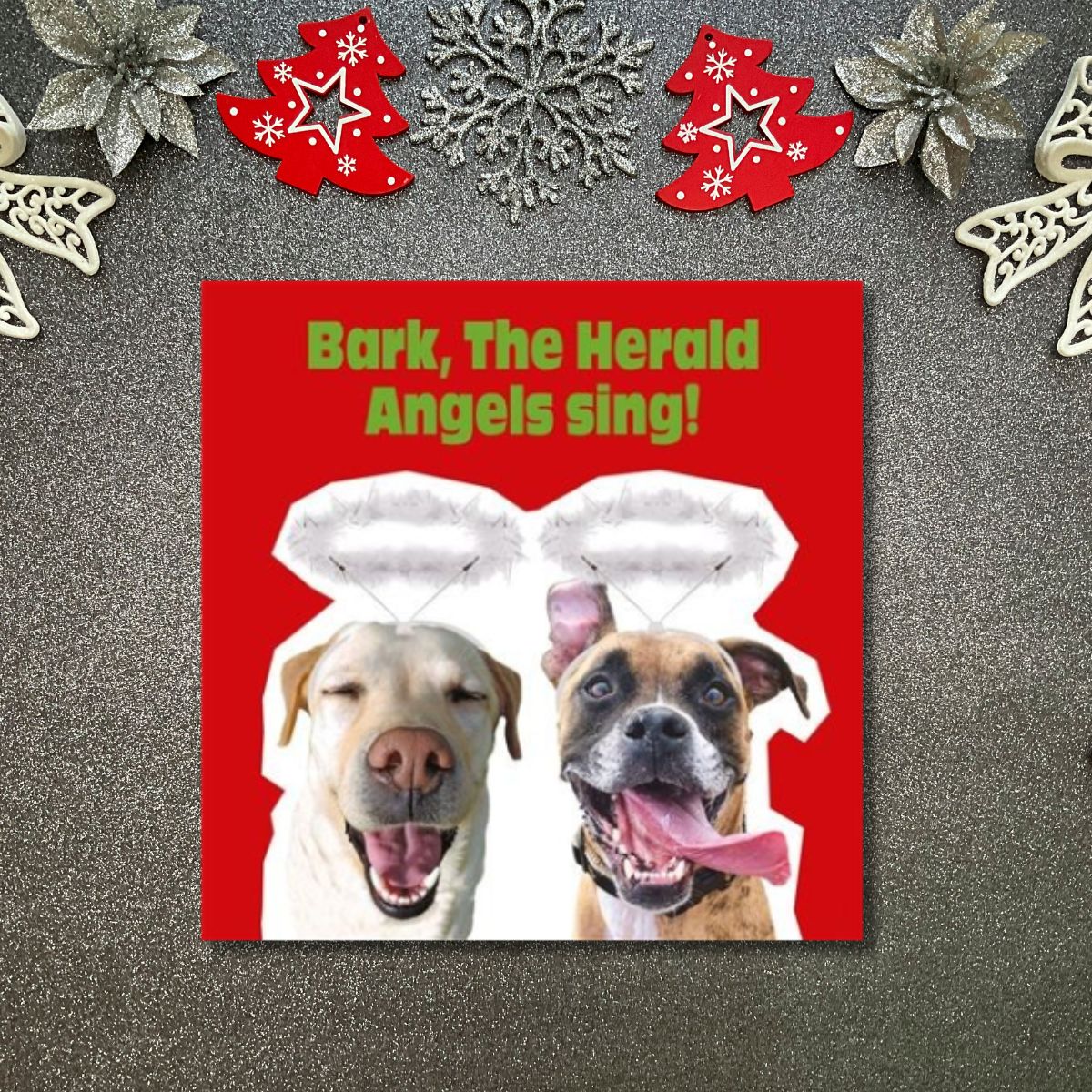 Funny Christmas Card - Funkymals Bark The Herald Angels