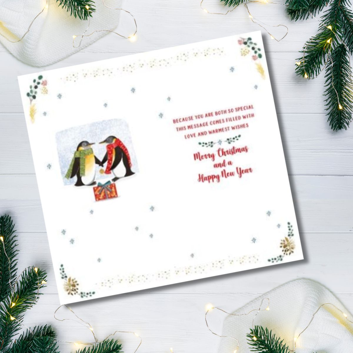 Both Of You Christmas Card - Penguin Pair