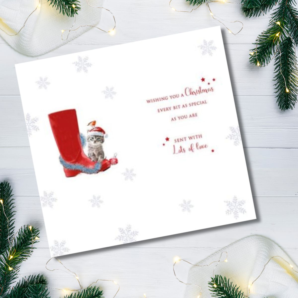 Granddaughter Christmas Card - Welly & Kitten