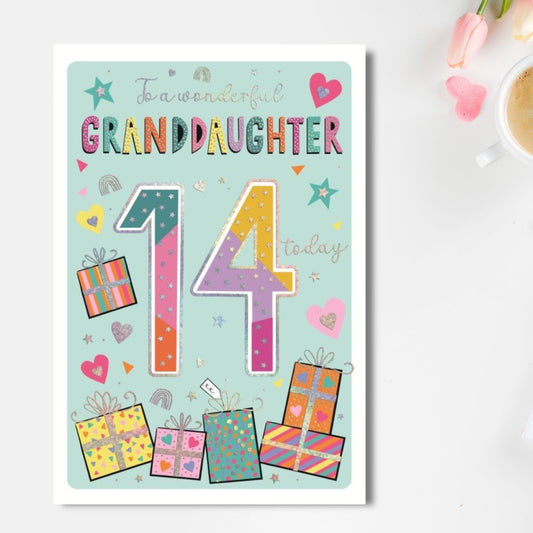 Granddaughter 14th Birthday Card - Presents