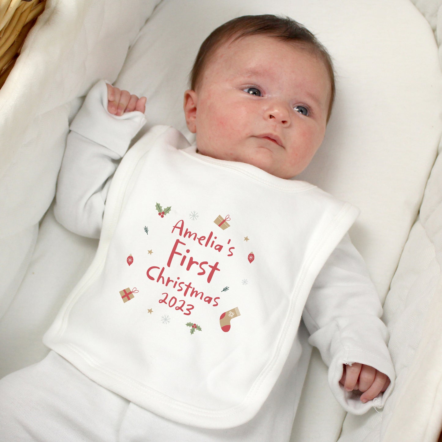 Personalised First Christmas Baby Bib