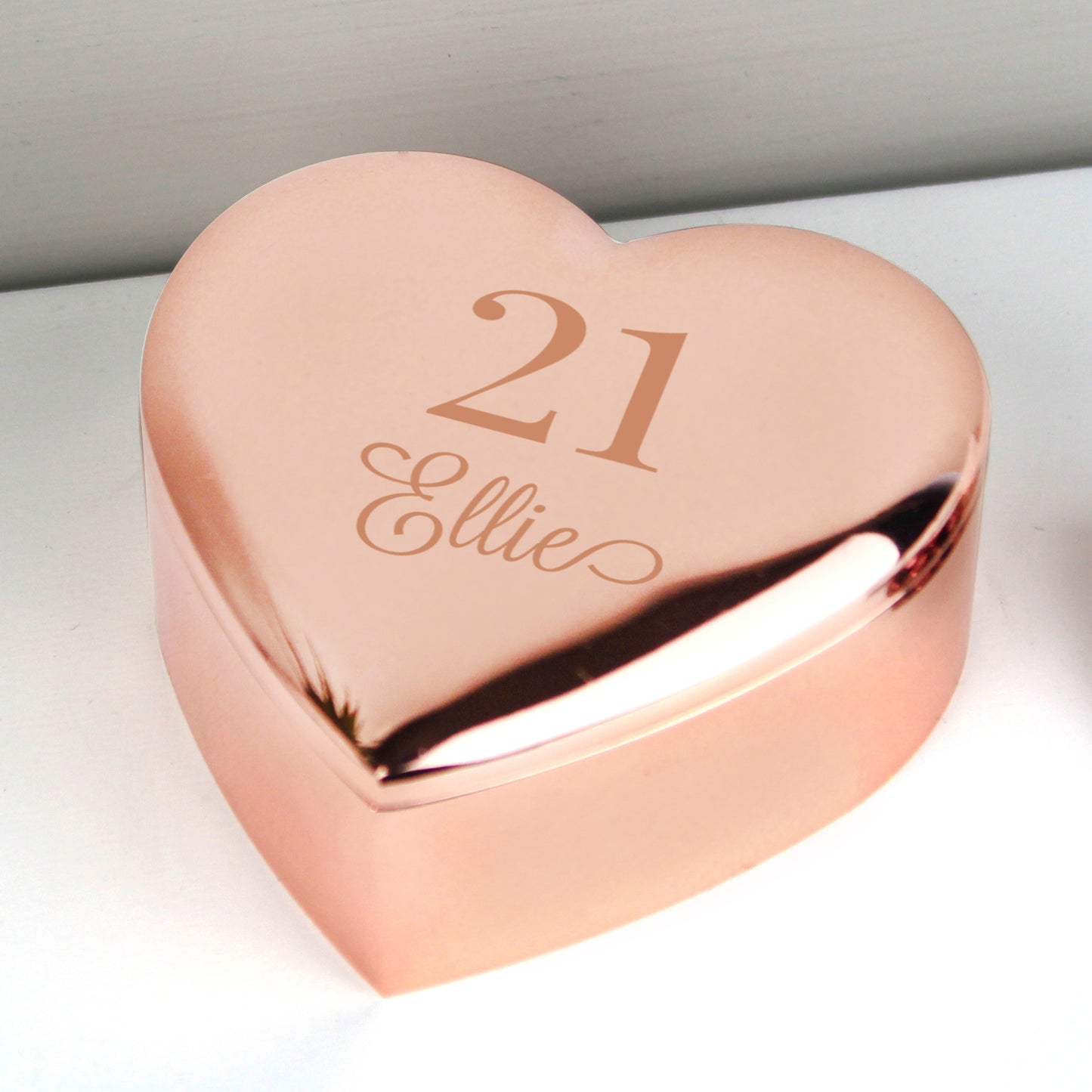 Personalised Rose Gold Heart Trinket Box