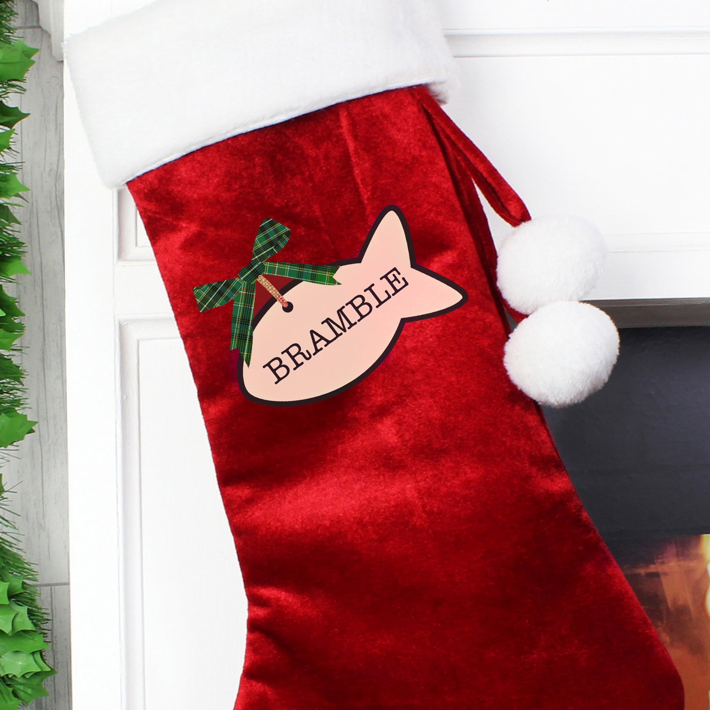 Personalised Christmas Stocking Cat Treats Luxury Red