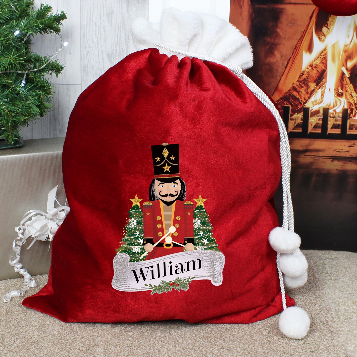Personalised Christmas Santa Sack Nutcracker Red