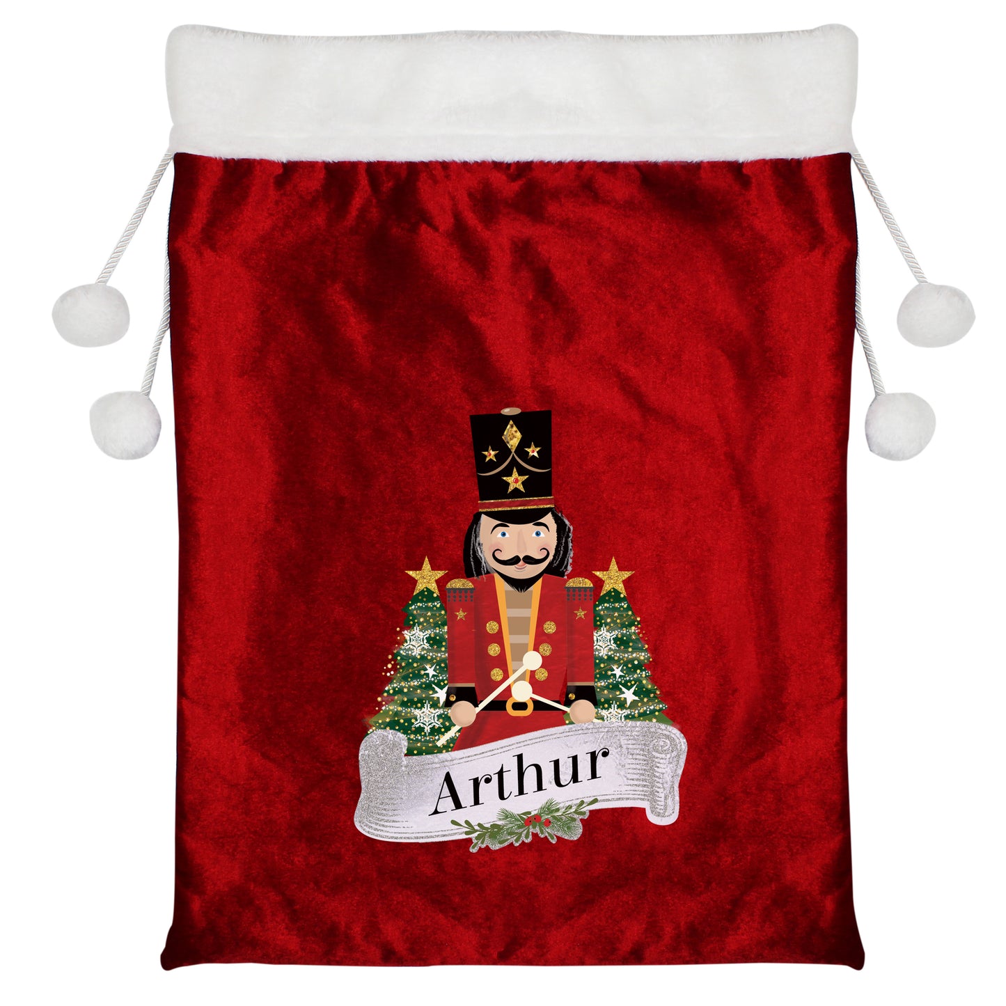 Personalised Christmas Santa Sack Nutcracker Red