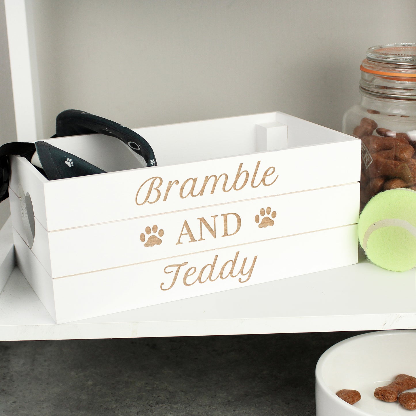 Personalised Pet White Wooden Crate
