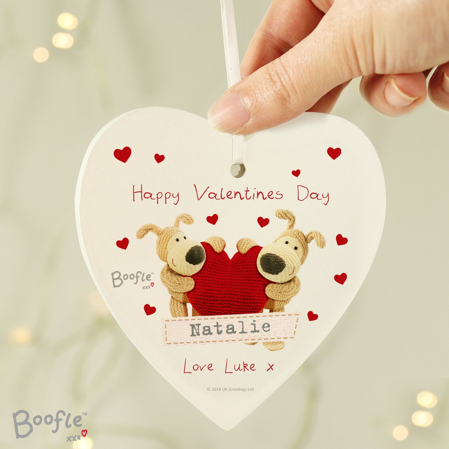 Boofle Personalised Valentine Hanging Heart Decoration