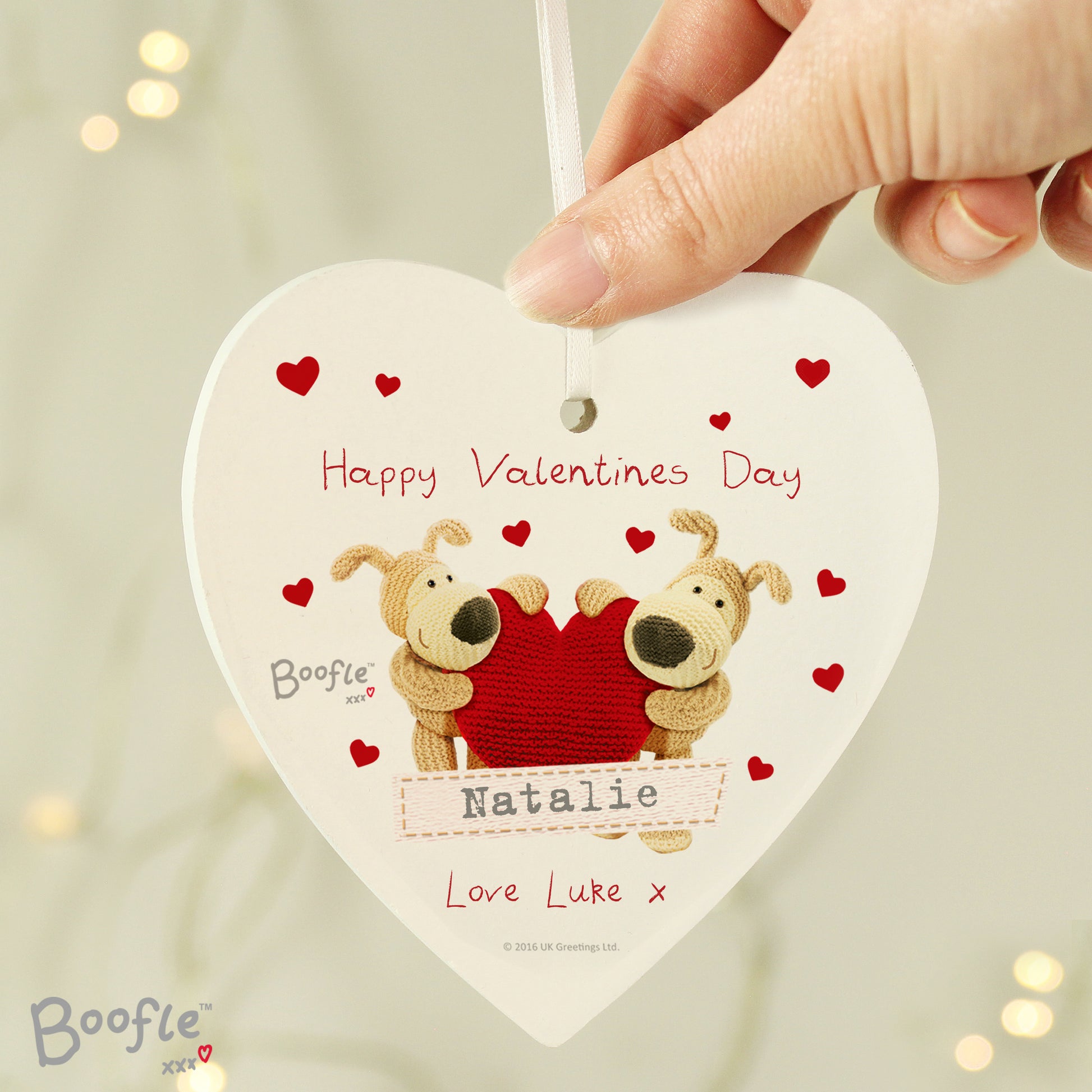 Boofle Personalised Valentine Hanging Heart Decoration