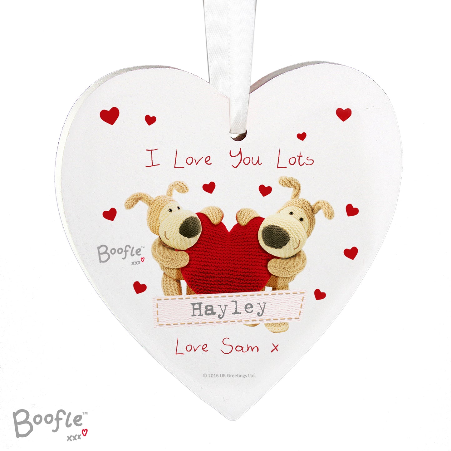 Boofle Personalised Valentine Hanging Heart Decoration