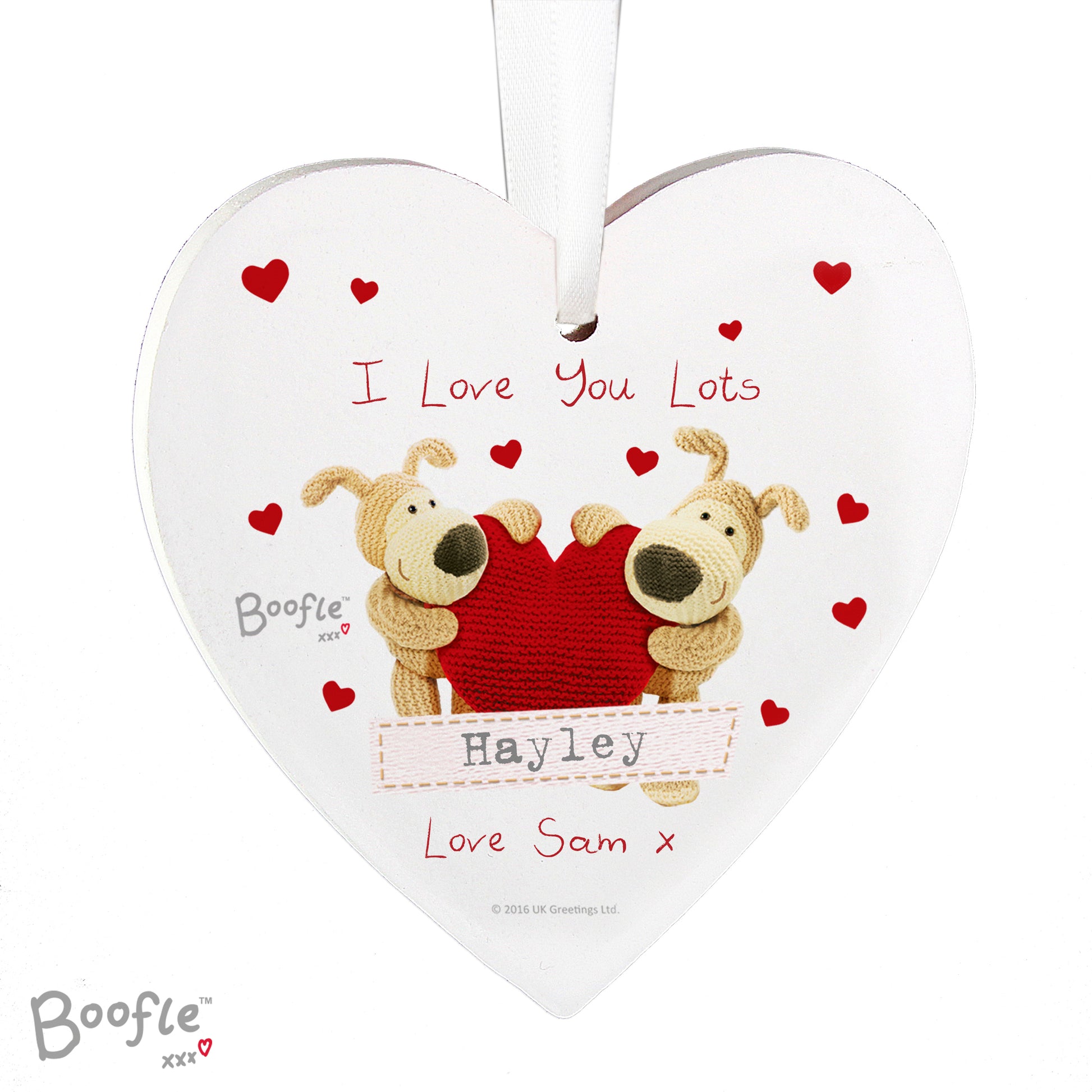 Boofle Personalised Valentine Hanging Heart Decoration