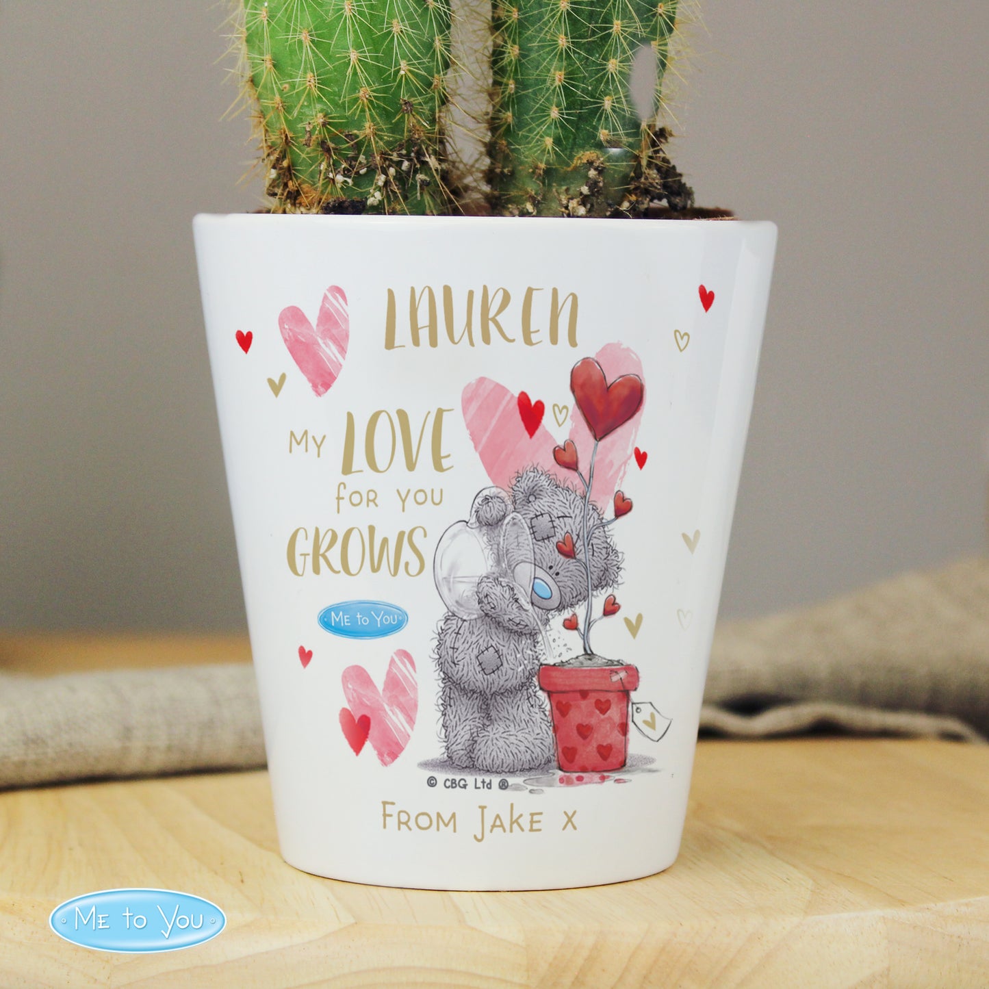 Personalised Me To You Valentine Flower Pot