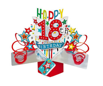 18th Birthday Card - Pop Up Stars