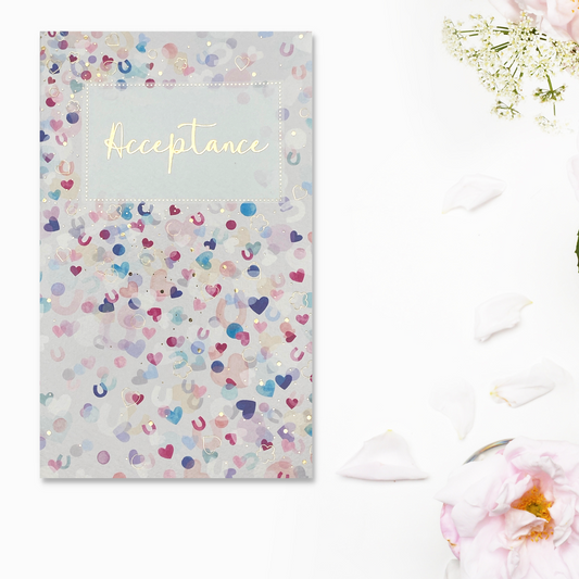 Acceptance Card Open - Pink Hearts