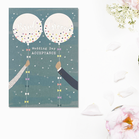 Wedding Acceptance Card - Bride & Groom Balloons