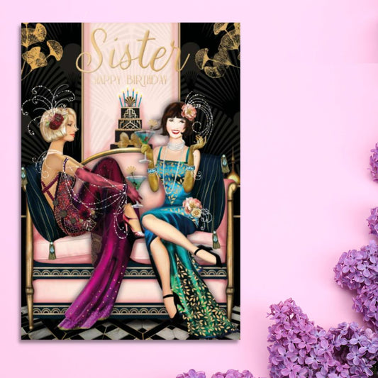 Sister Birthday Card - Art Deco Esprit