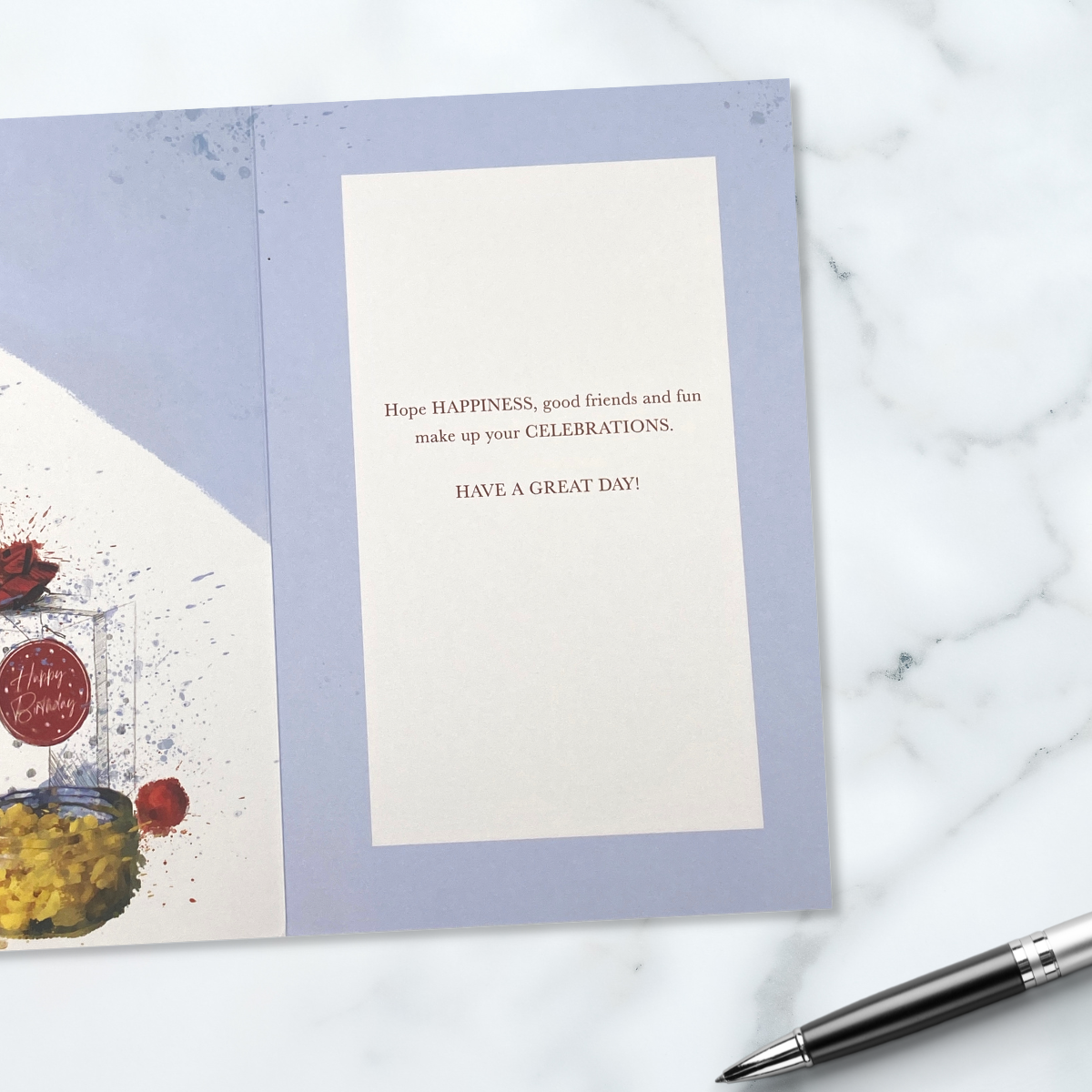 Inside image with full colour print and verse