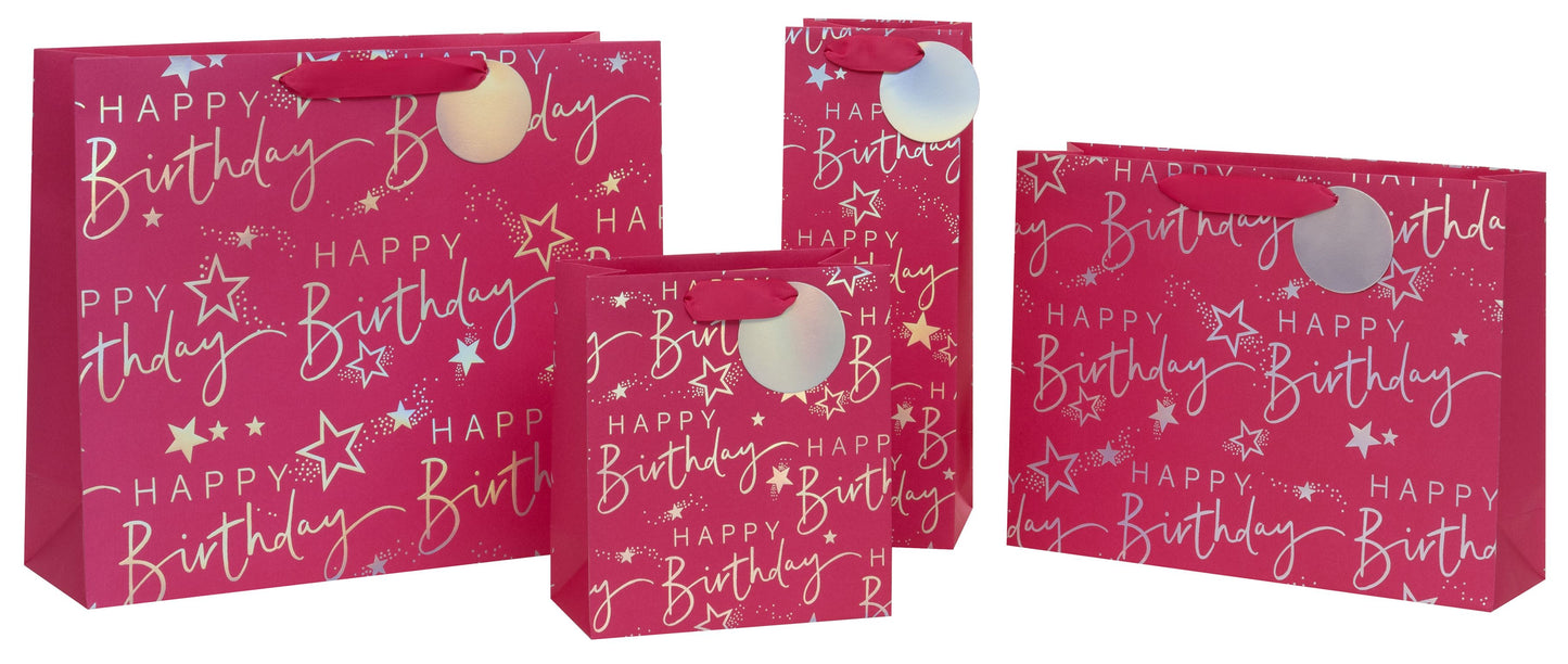 Pink Happy Birthday Bottle Bag