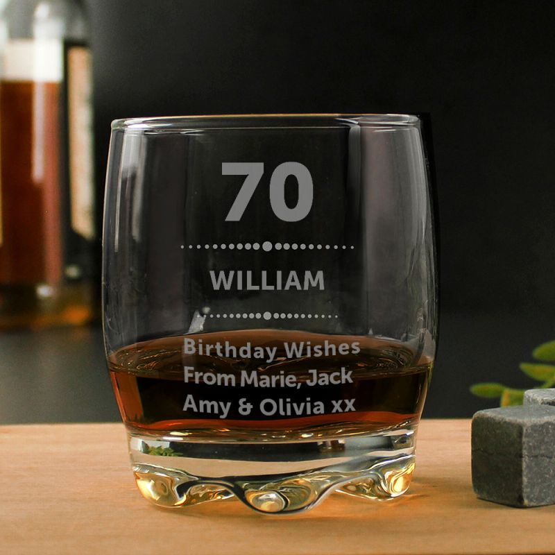Personalised 70th Whisky Glass