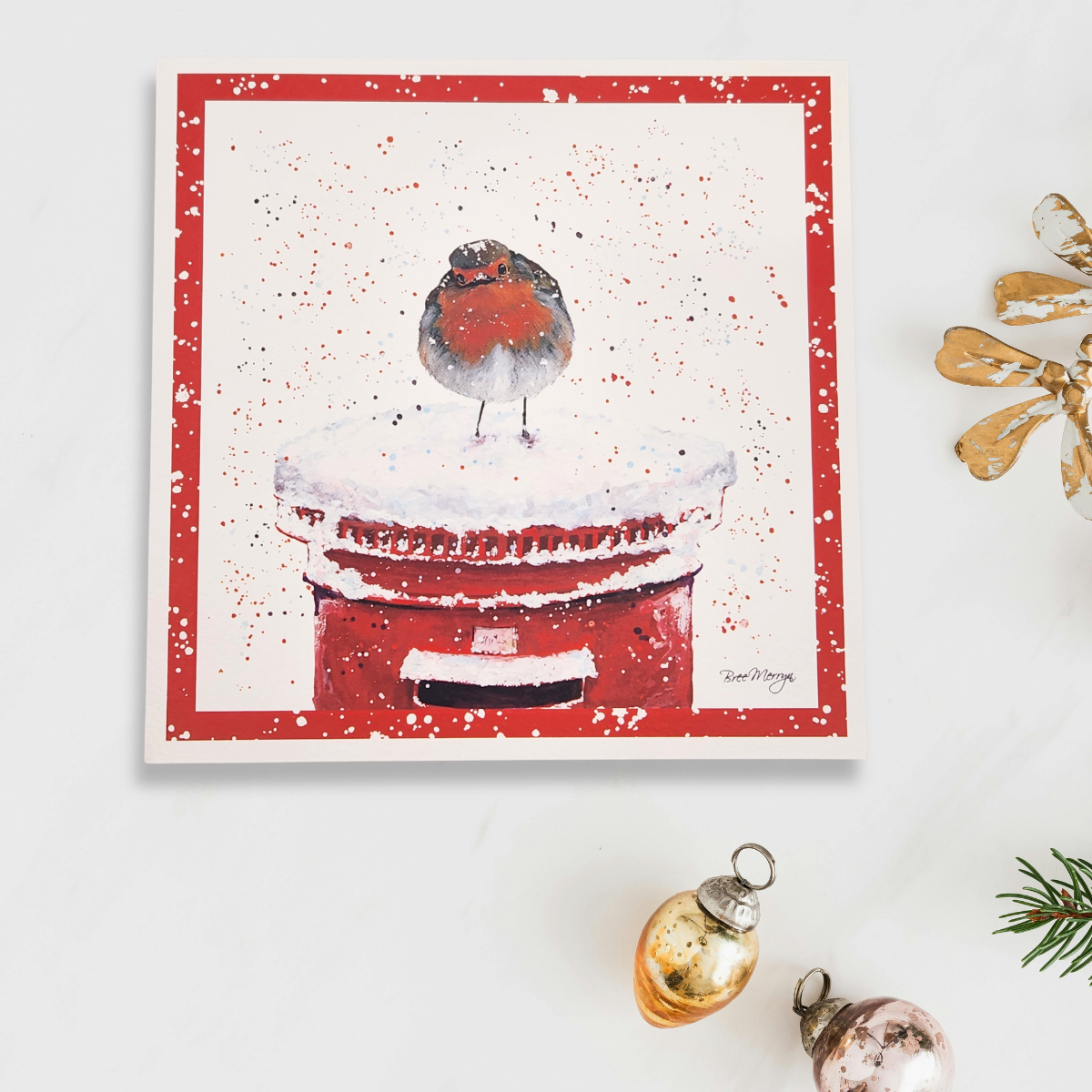 Open Christmas Card - Bree Merryn Robin & Postbox