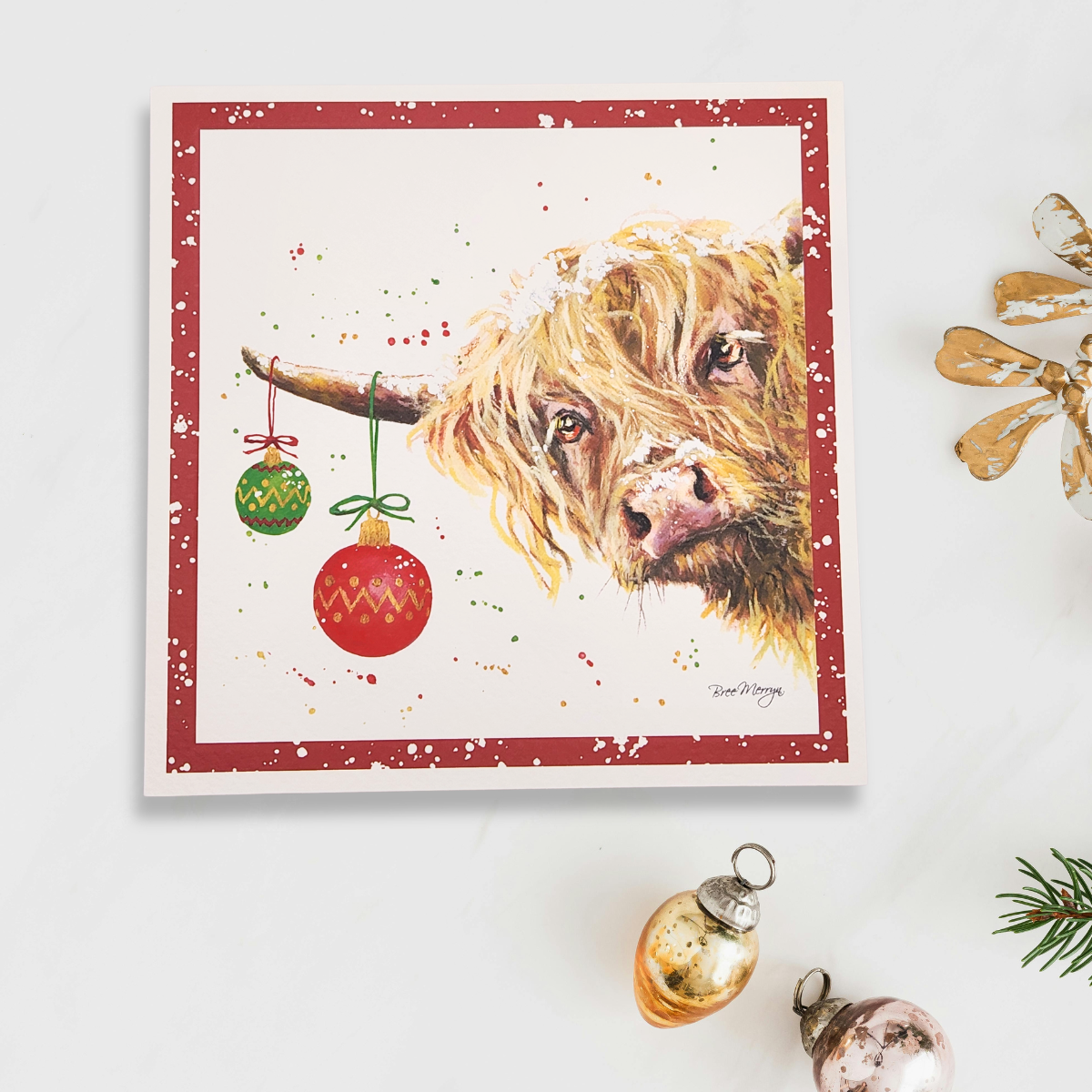 Open Christmas Card - Bree Merryn Highland Cow