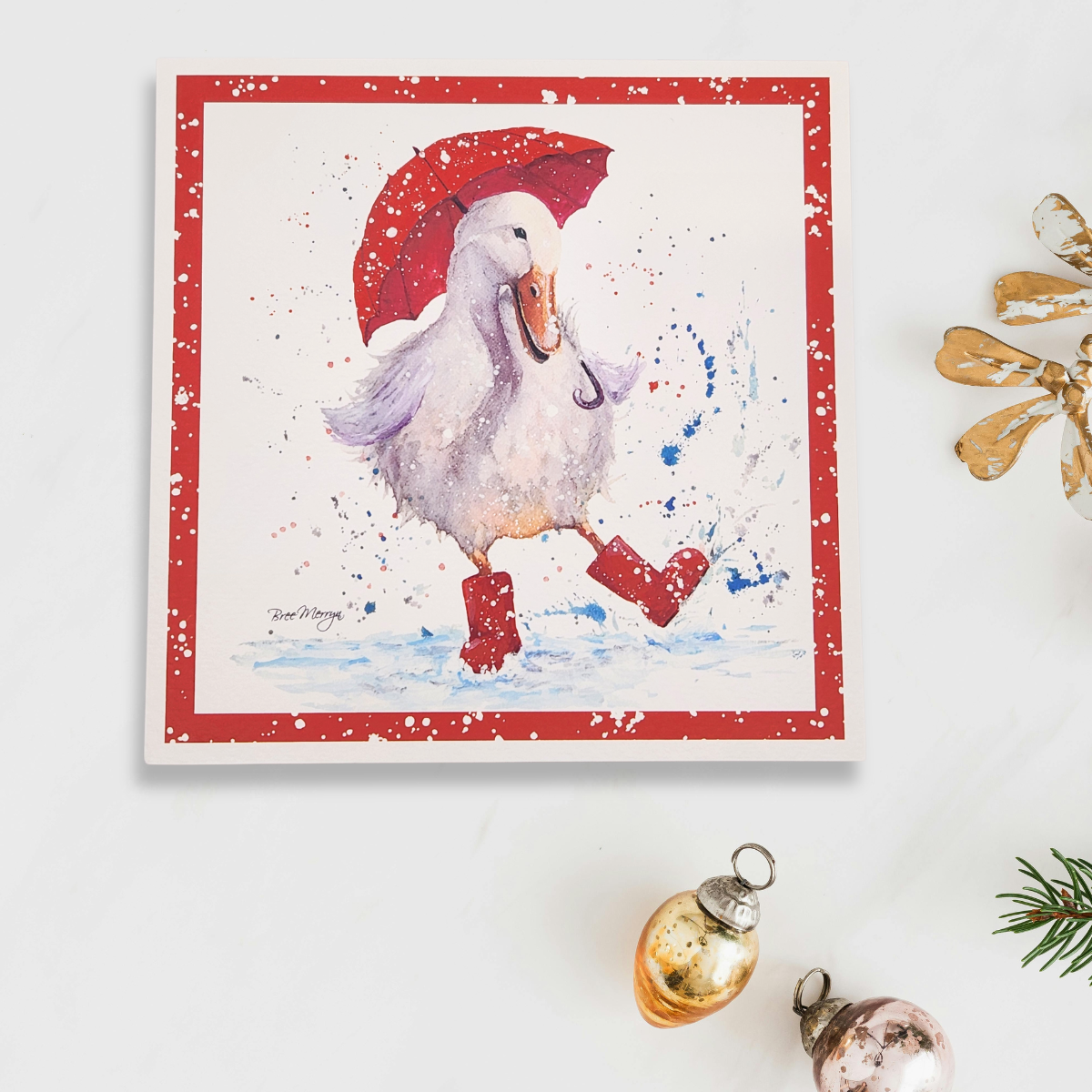 Open Christmas Card - Bree Merryn Duck & Wellies