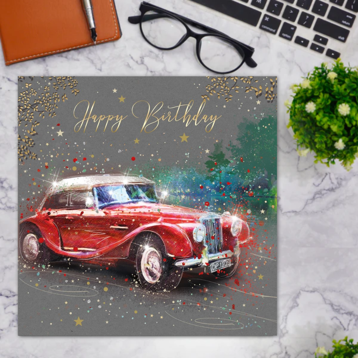 Grayson Birthday Card - Red Classic Car
