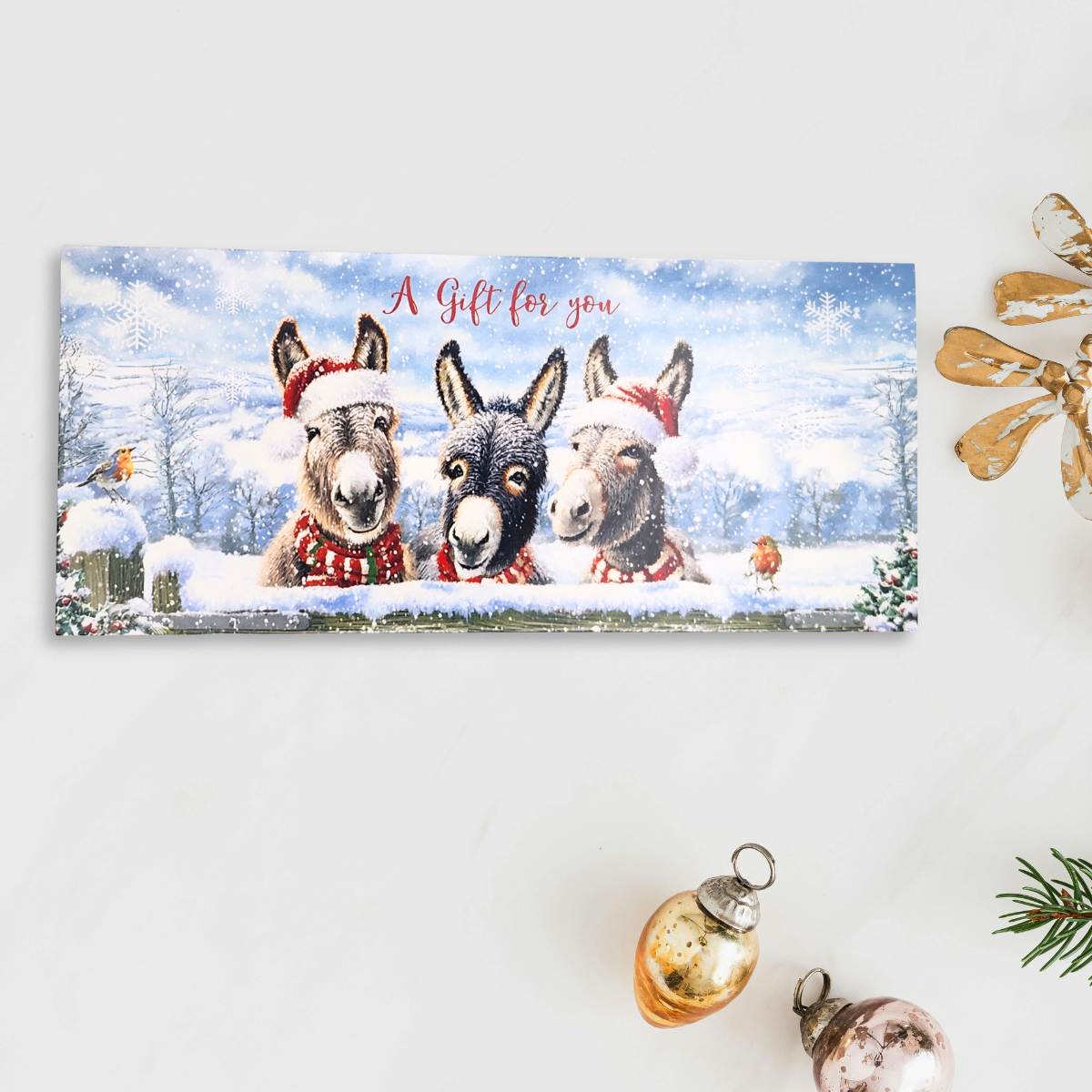 Money Wallet Christmas - Three Snowy Donkeys