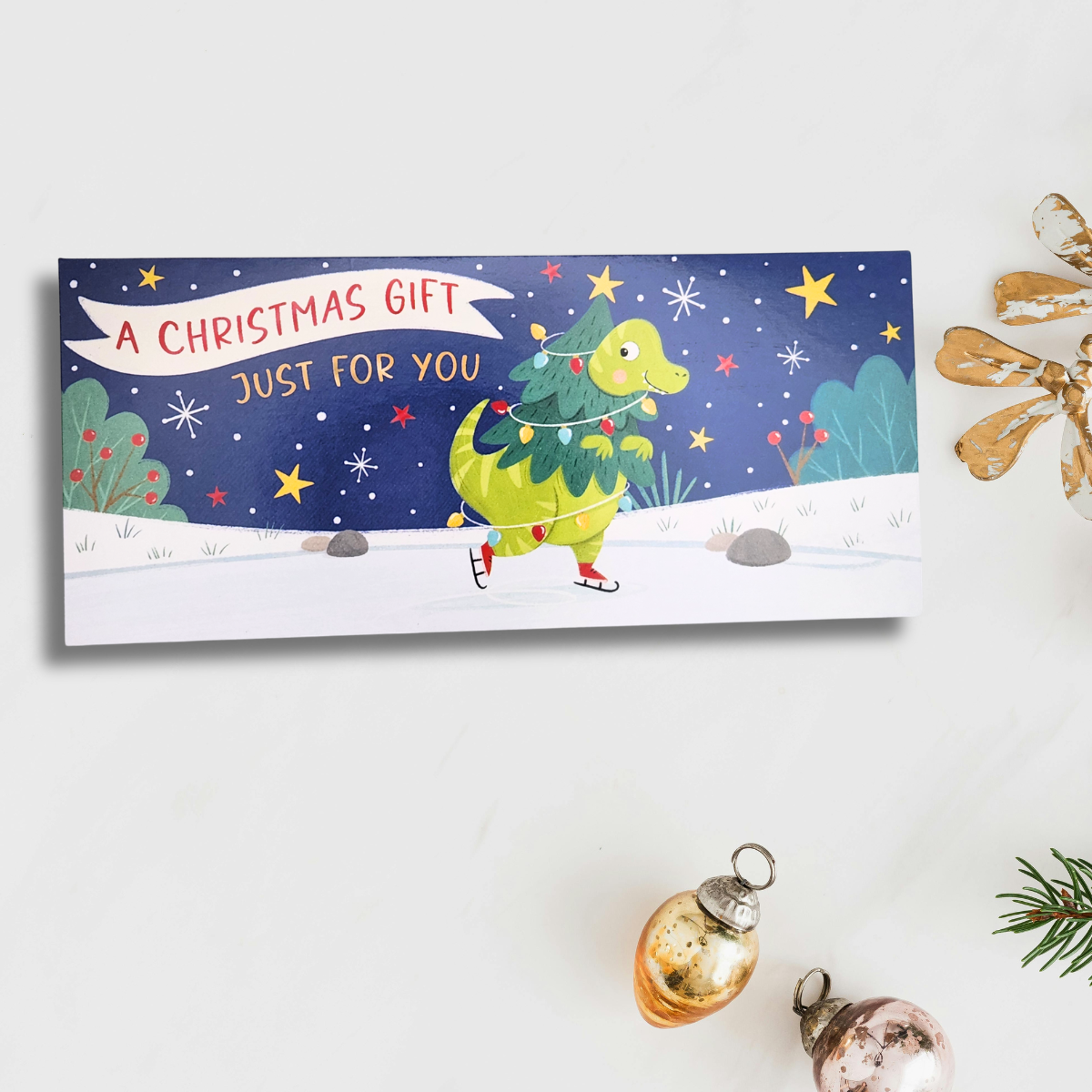 Money Wallet Christmas - Skating Dinosaur