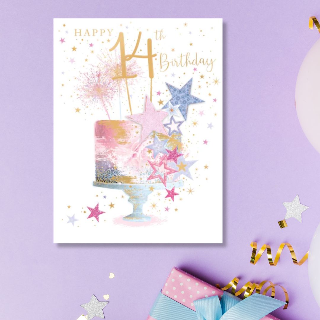 14th Birthday Card - Birthday Cake