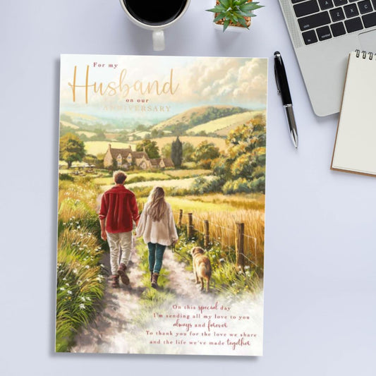 Husband Anniversary Card - Countryside Walk
