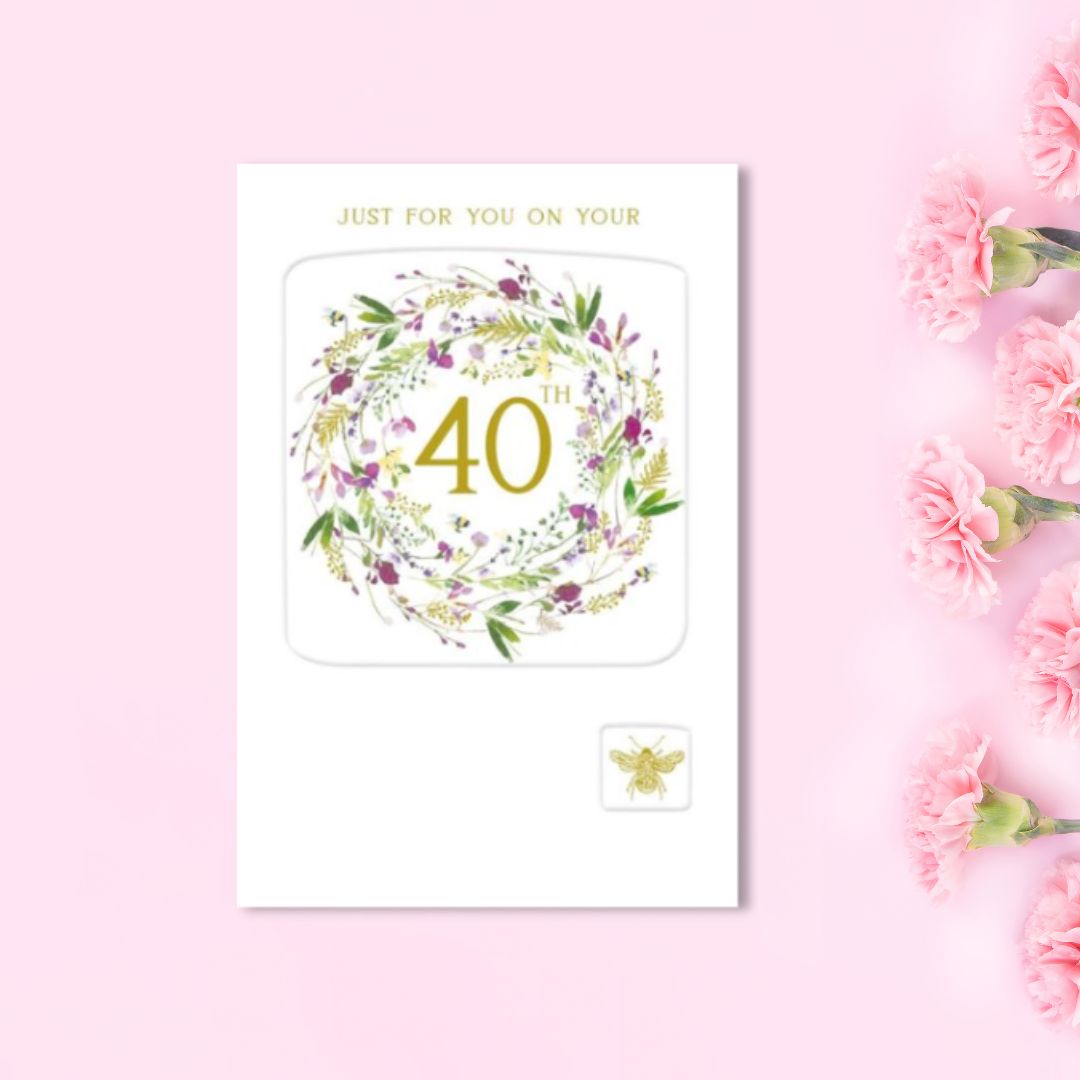 40th Birthday Card - Floral Circle