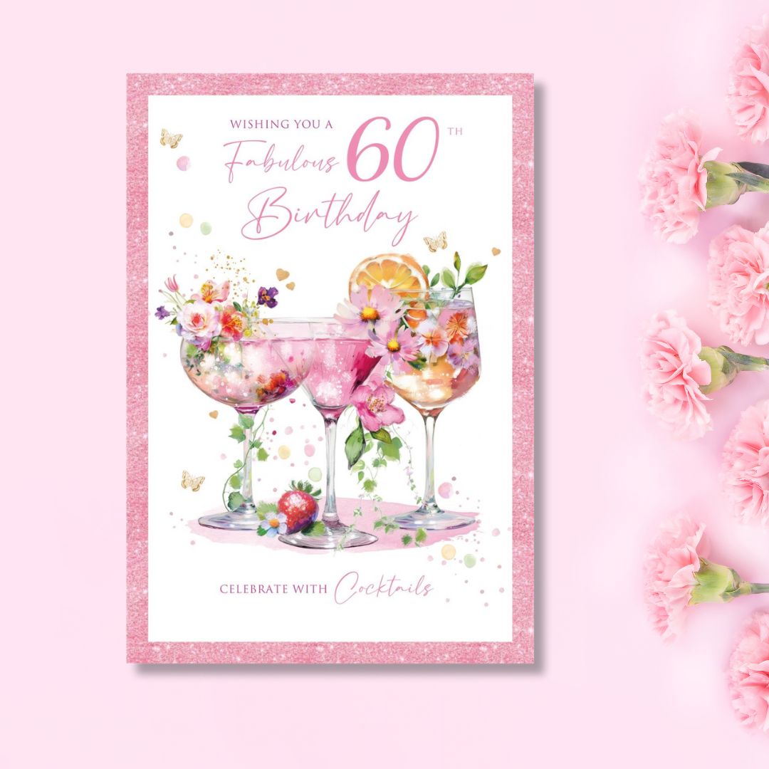 60th Birthday Card - Cocktails